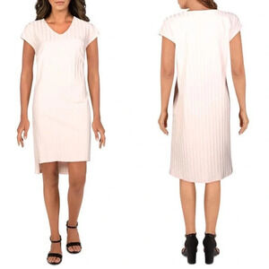 Eileen Fisher Pink Tencel Lyocell Ribbed Stretch Midi Dress Size Small